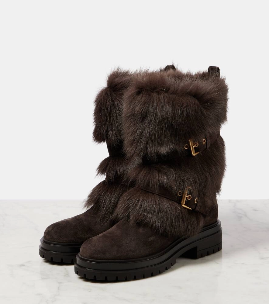 Dresses To Wear With Flat Shoes Gianvito Rossi Maverick shearling-trimmed suede biker boots