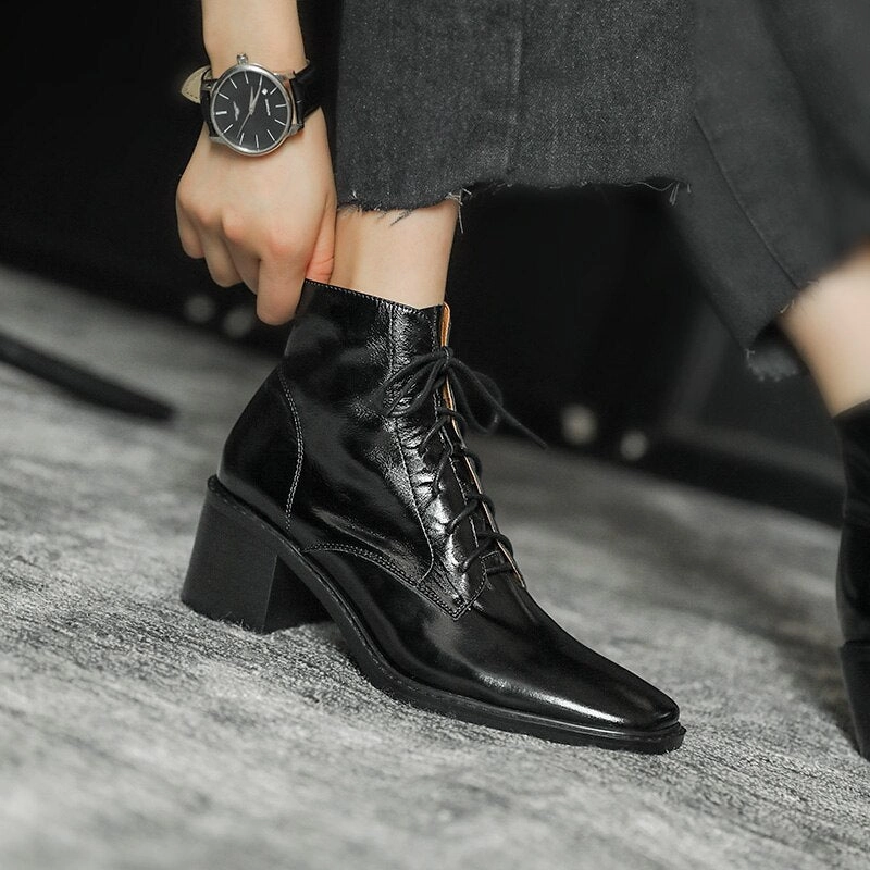 Cross-tied Ankle Boots for Women Zipper High Heels Western Dress To Wear With Boots