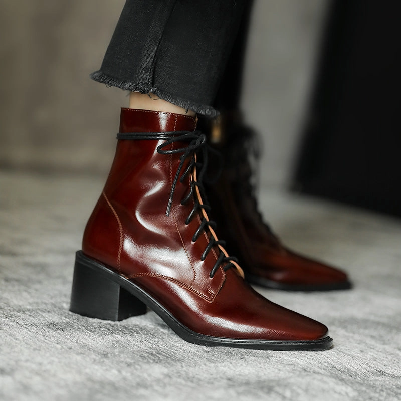 Leopard Print Thigh High Boots Cross-tied Ankle Boots for Women Zipper High Heels