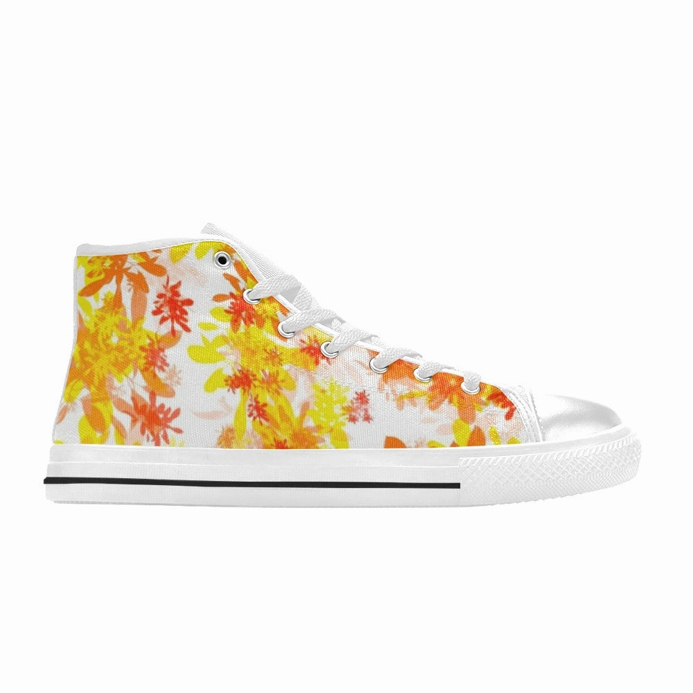 Weightlifting Shoes Vs Flat Shoes Golden Leaves High Top Canvas Women's Shoes
