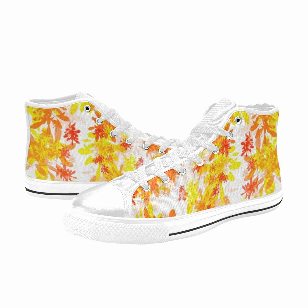 Athletic Shoes For Wide Feet Golden Leaves High Top Canvas Women's Shoes