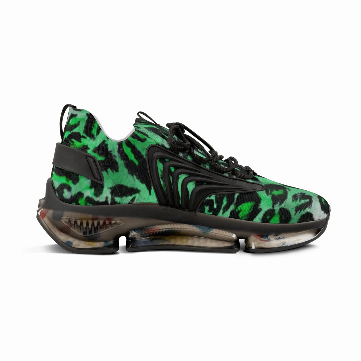 Green Leopard Men's Shoes, Best Comfy Animal Print Men's Mesh Sports Sneakers Shoes (US Size: 5-12) Flower Cowboy Boots