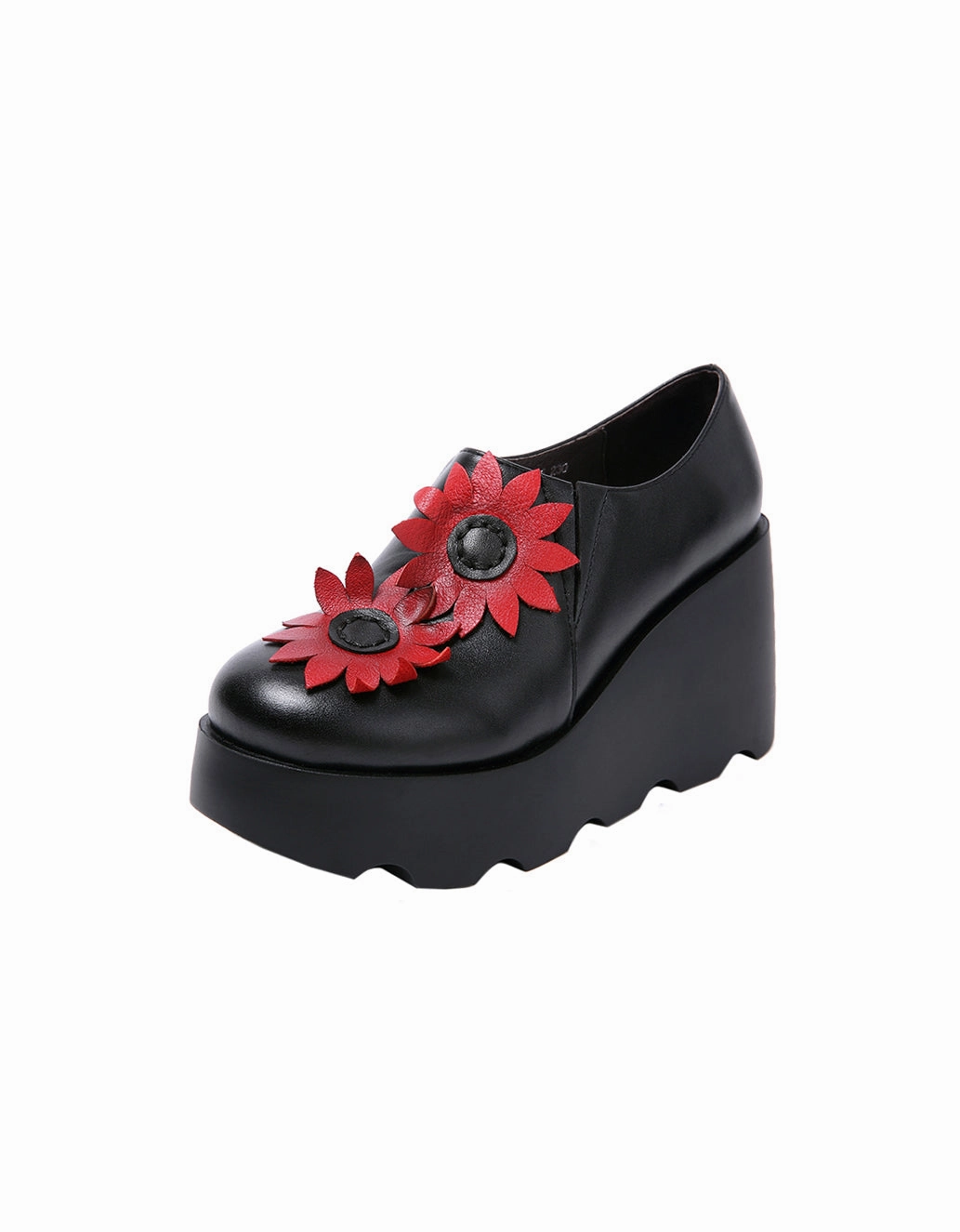 Size Sandals Handmade Leather Sunflower Retro Wedge Sandals