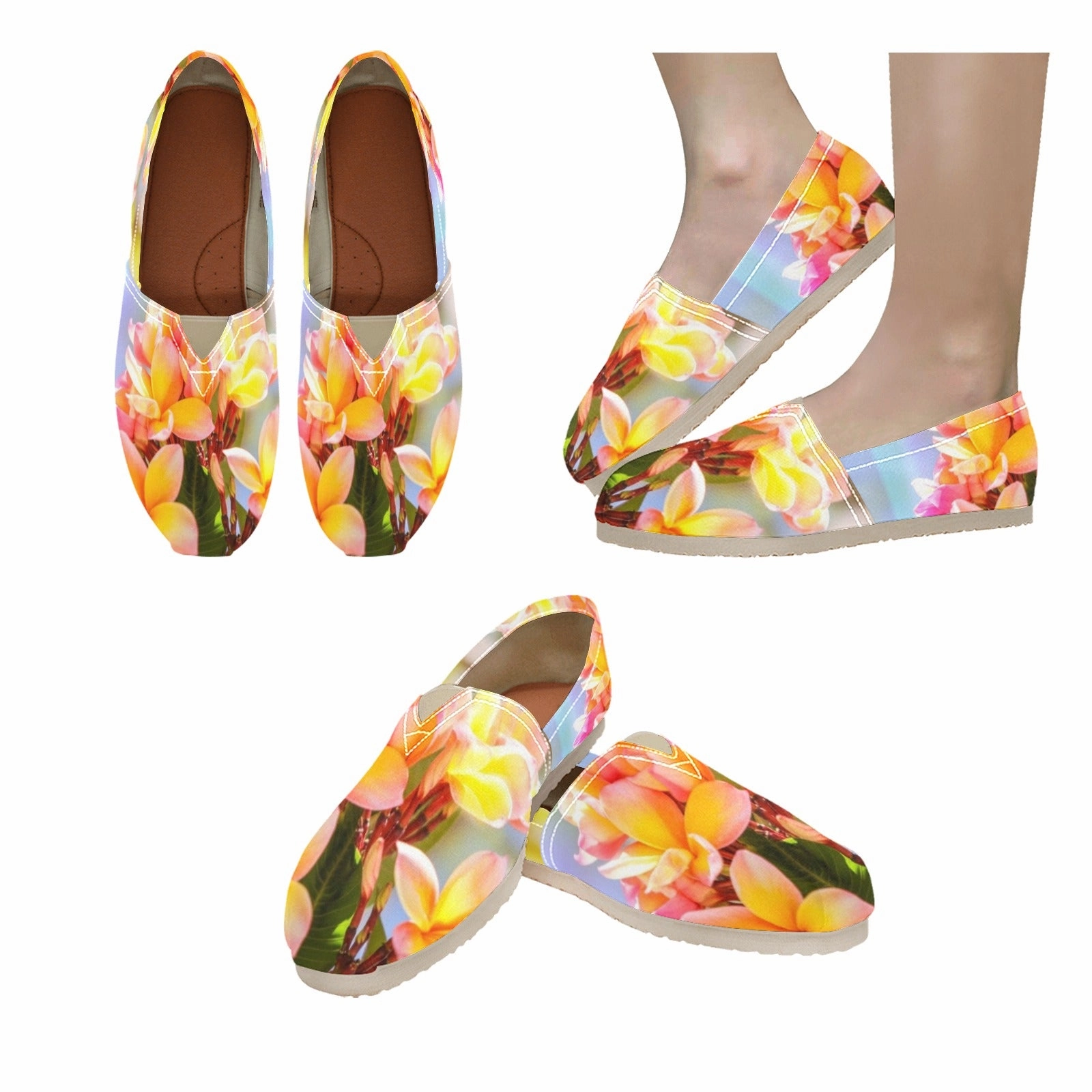 Cushion Flat Shoes Fresh Frangipanis LL Women's Canvas Slip On Shoes