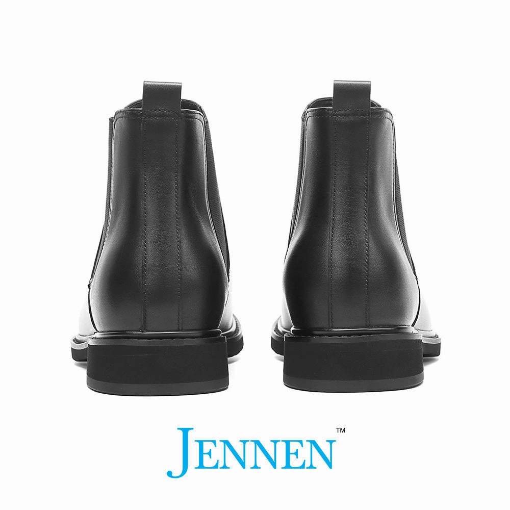 Australian Chelsea Boots Mr. Tognetti 7cm | 2.8 inches All-Black Leather Height Increasing Boots
