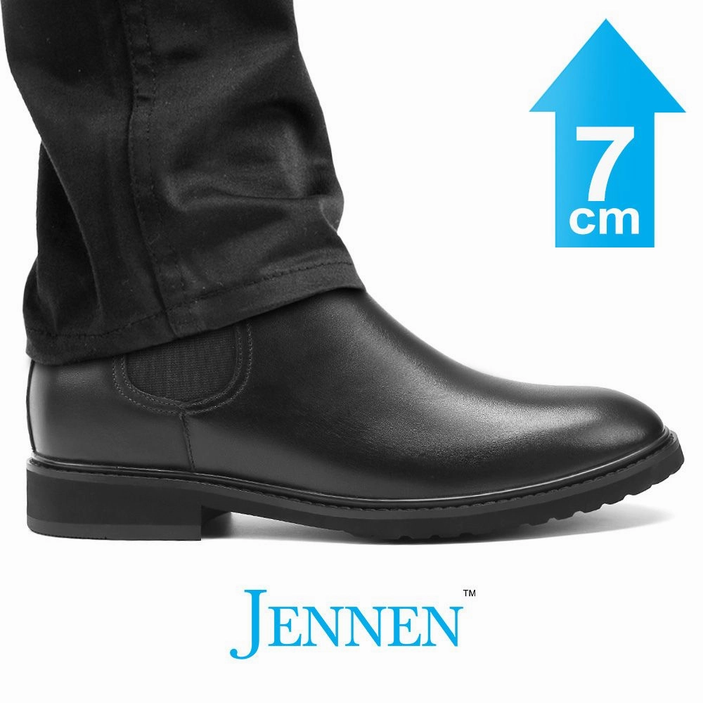 Equine Horse Boots Mr. Tognetti 7cm | 2.8 inches All-Black Leather Height Increasing Boots