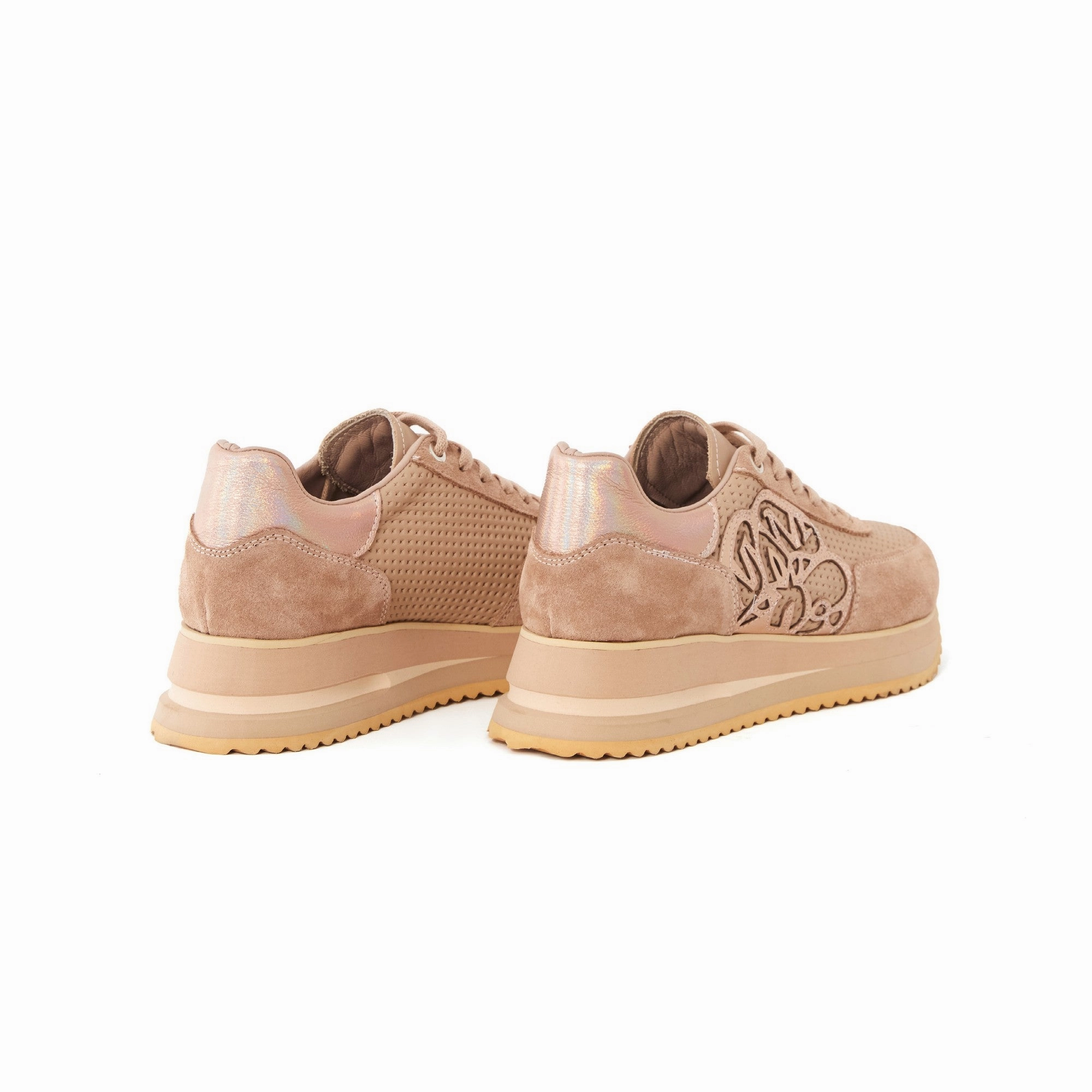 Women's Suede Calf Leather Handmade Sneakers W5013 Running Sneakers With Laces