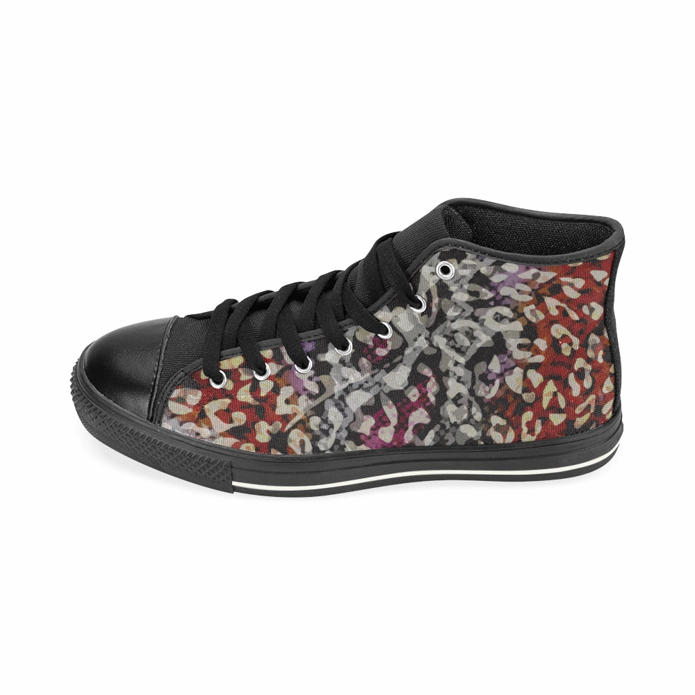 High Heels For Tiny Feet Women's Cheetah Print Canvas High Top Shoes