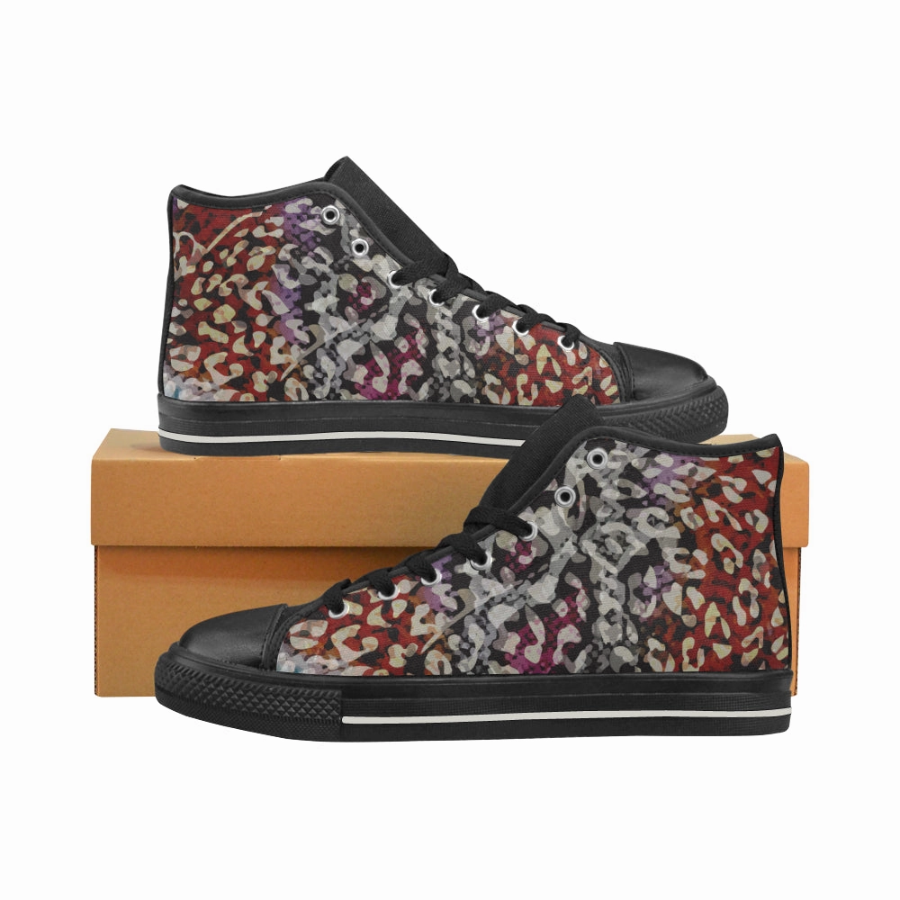Women's Cheetah Print Canvas High Top Shoes High Heel On My Tippies