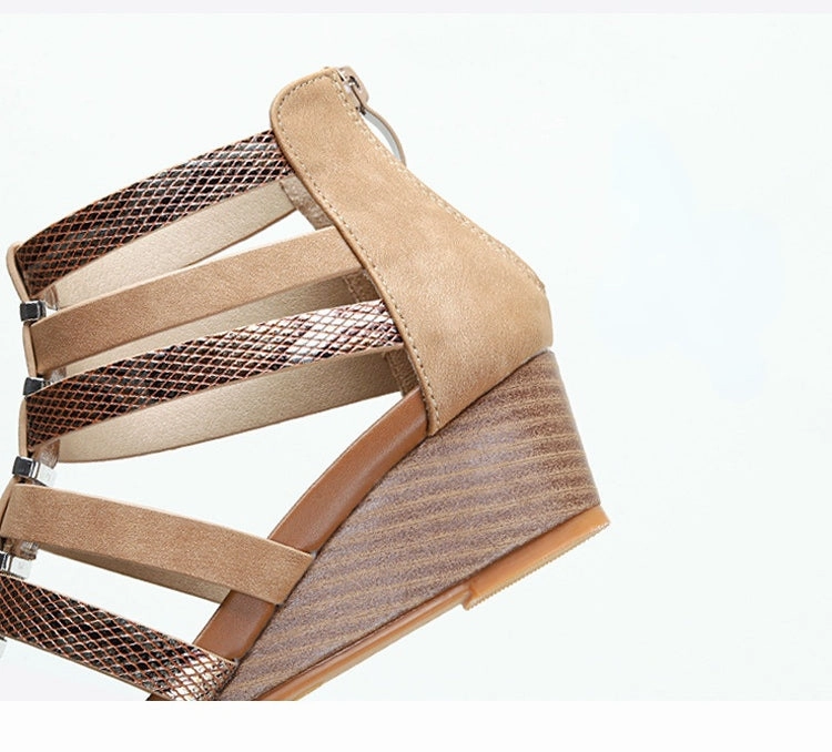 Heels Women Summer New Slope Heel Women Shoes Solid Color Breathable High Top GLADIATOR Shoes Photos Of High Heels