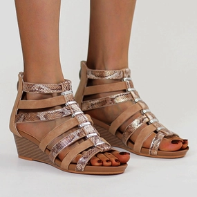 Heels Women Summer New Slope Heel Women Shoes Solid Color Breathable High Top GLADIATOR Shoes High Heel Nudes