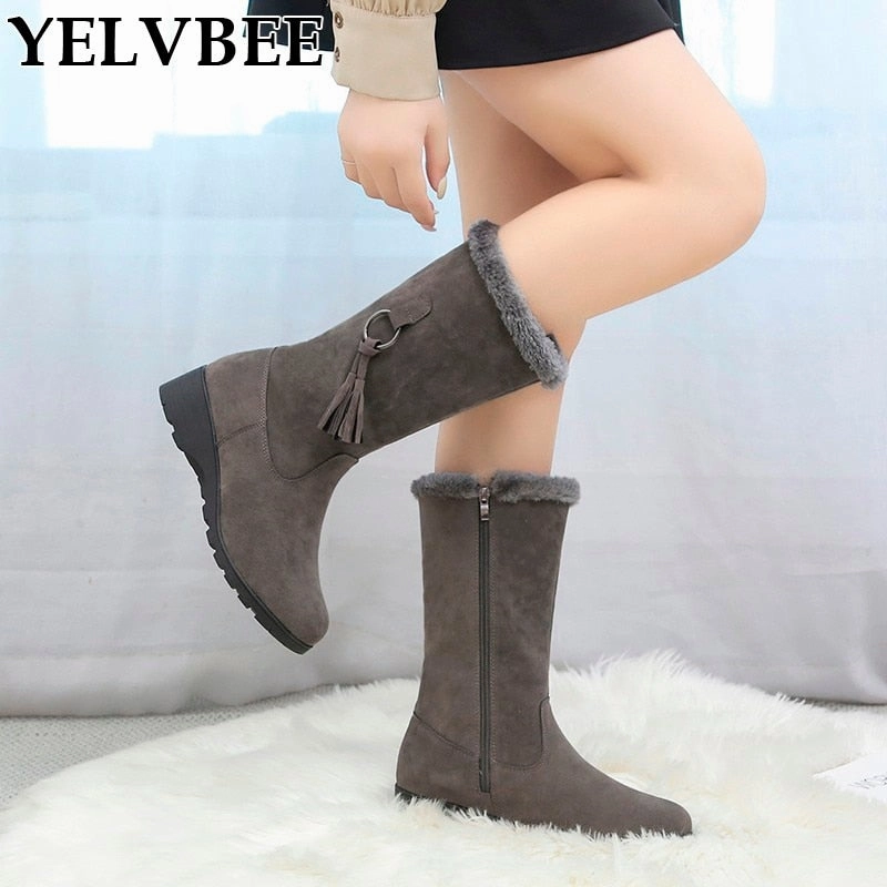 High Boot Women Winter Suede Fur Boots No Slip Insoles For High Heels