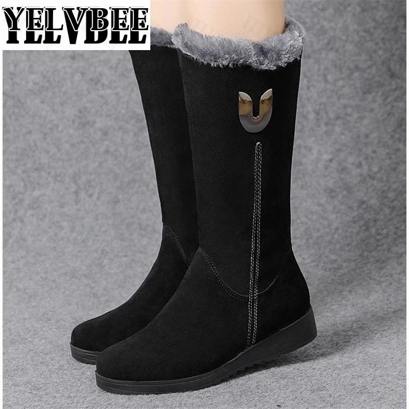 Trampling High Heel High Boot Women Winter Suede Fur Boots