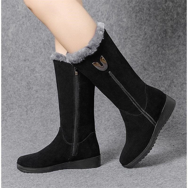 High Boot Women Winter Suede Fur Boots Stiletto High Heels
