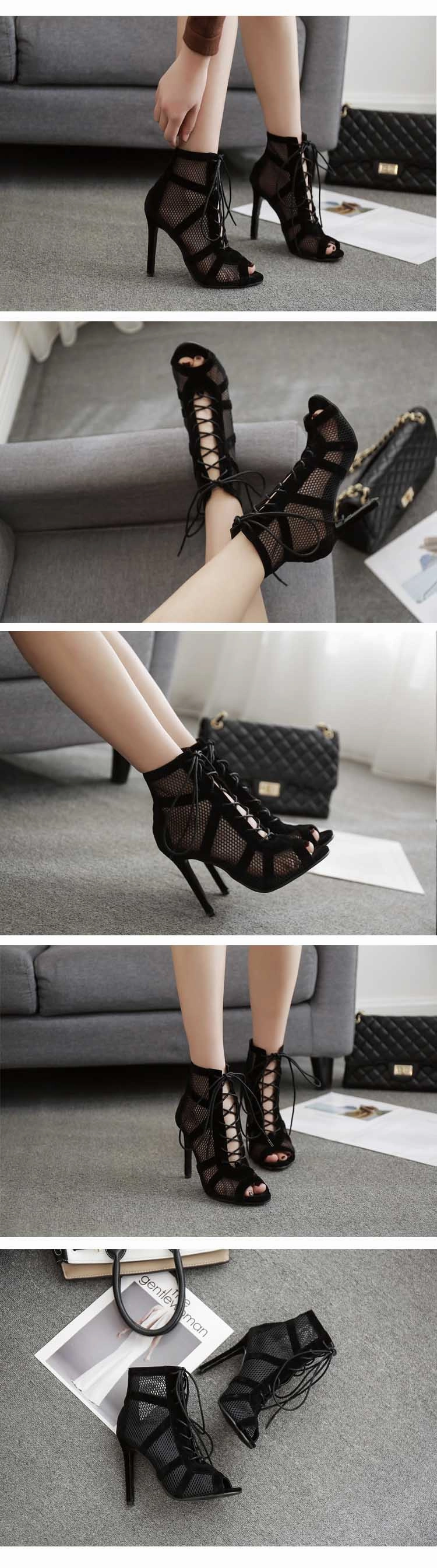 High Heel Black Sandals with Ankle Strap for Fashionable Women Sandals Hiking