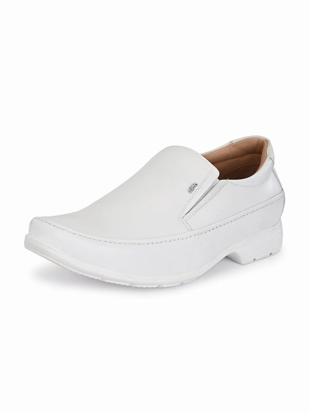Casual Office Shoes HITZR_5 Men's White Leather Formal  Slip-On Shoes