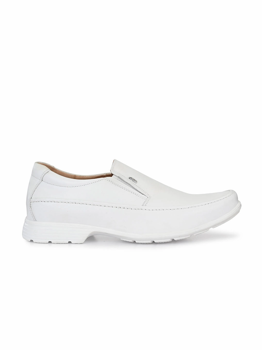 HITZR_5 Men's White Leather Formal  Slip-On Shoes Mudd Casual Shoes
