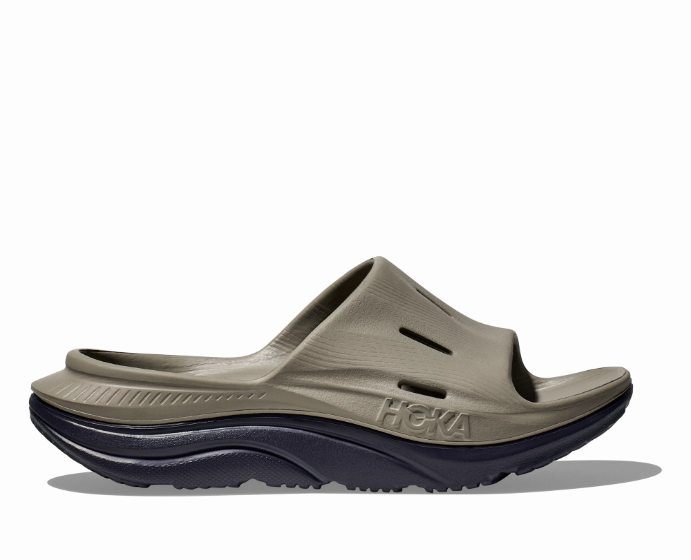 Hoka' Men's Ora Recovery Slide 3 - Varsity Navy / Farro Shoes For Flat Wide Feet