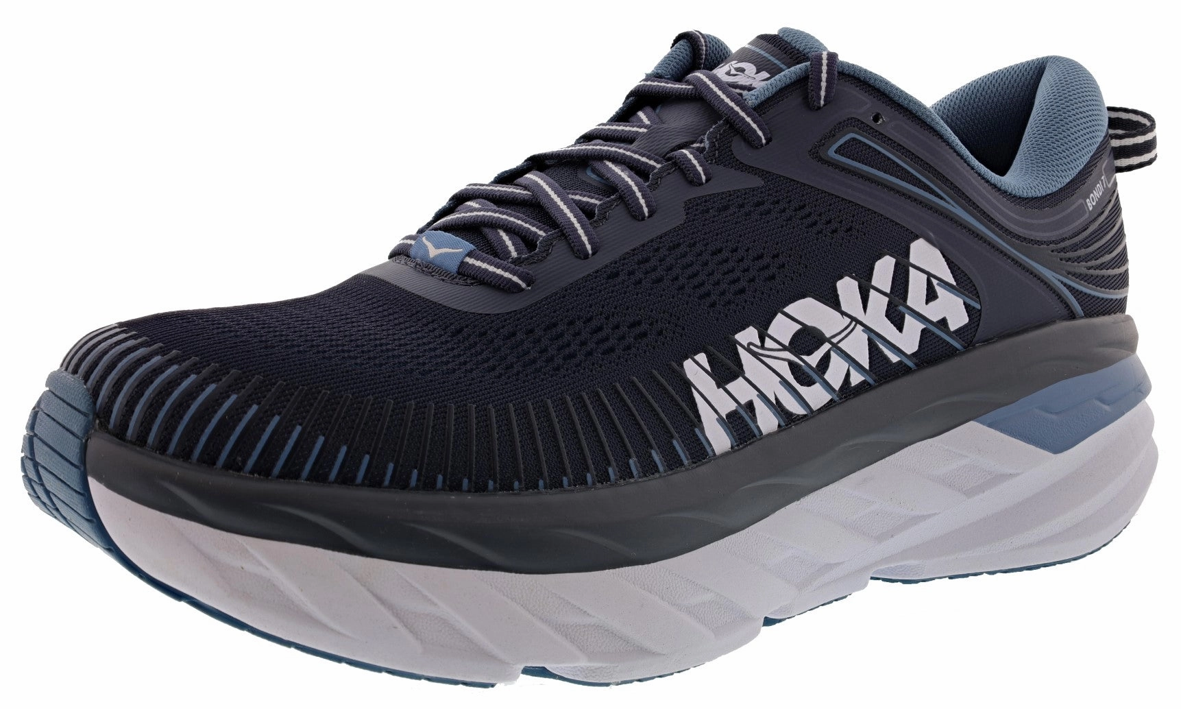 Gray Hoka Men's Ultra Marathon Cushioned Running Shoes Bondi 7