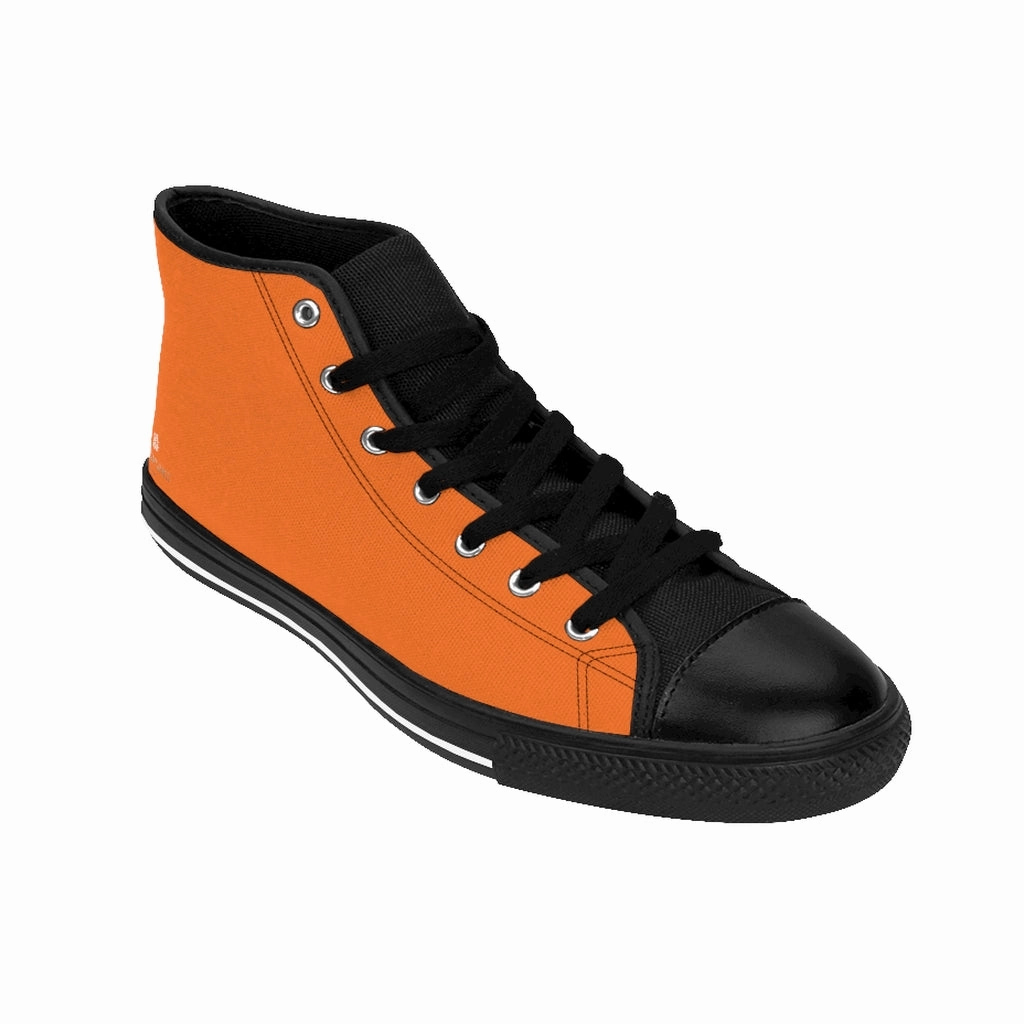 Walking Boots Hi Tec Hot Orange Men's High-top Sneakers, Solid Color Minimalist Designer Tennis Running Shoes