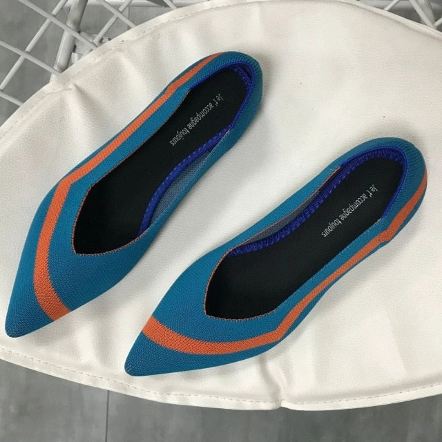 Vintage Shoes Flats Color Casual Women Soft Shoes Breathable Knit Pointed Shoes Women's Flat Shoes Ballet Single Shoes Comfortable Pregnant Shoes