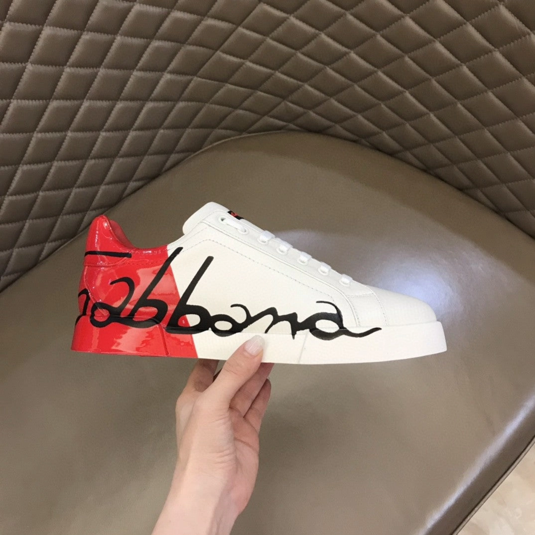 DG Portofino Sneakers White/Red For Men DG Shoes Slide On Sneakers