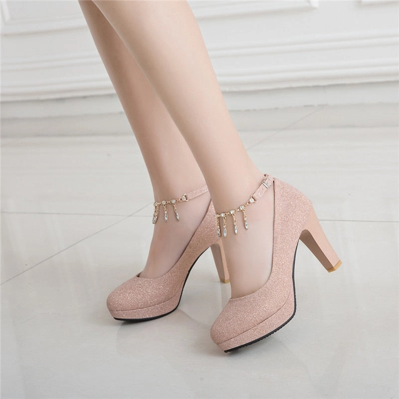 Fashion Female High Heels Sexy Shoes Luxury Gold Silver Pink Women's Heels Pumps Elegant Party Office Wedding Shoe Large Size 45 Comfort Plus High Heels