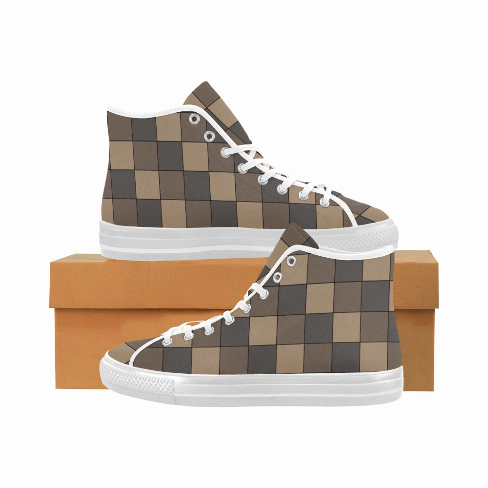 Women's Brown Monochromatic Checks Print High Top Canvas Shoes Apt 9 Heels