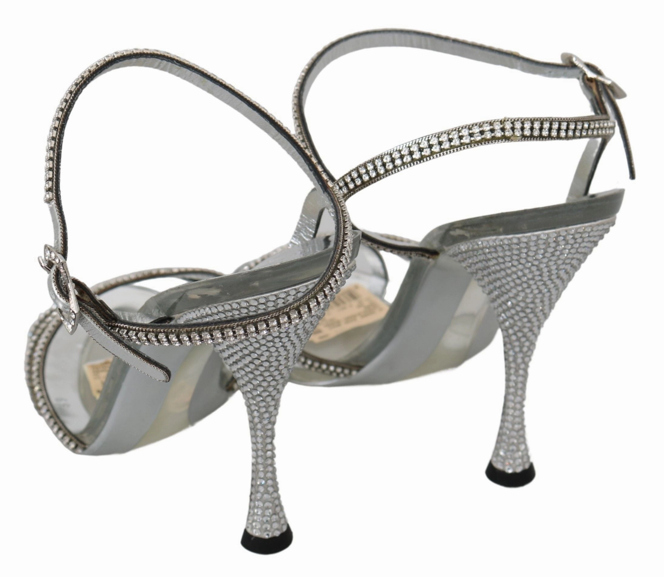 Dolce & Gabbana Silver Crystal Ankle Strap Sandals Shoes Sandals Friday