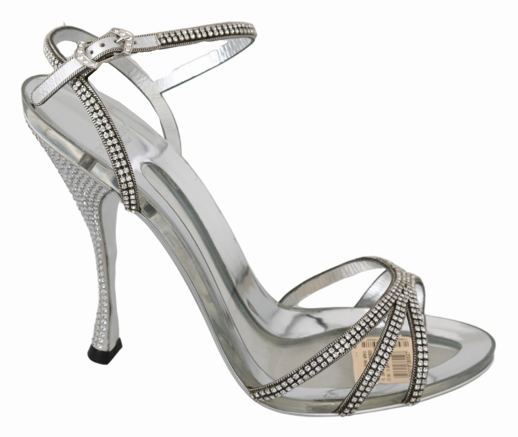 Sandals Lasource Dolce & Gabbana Silver Crystal Ankle Strap Sandals Shoes