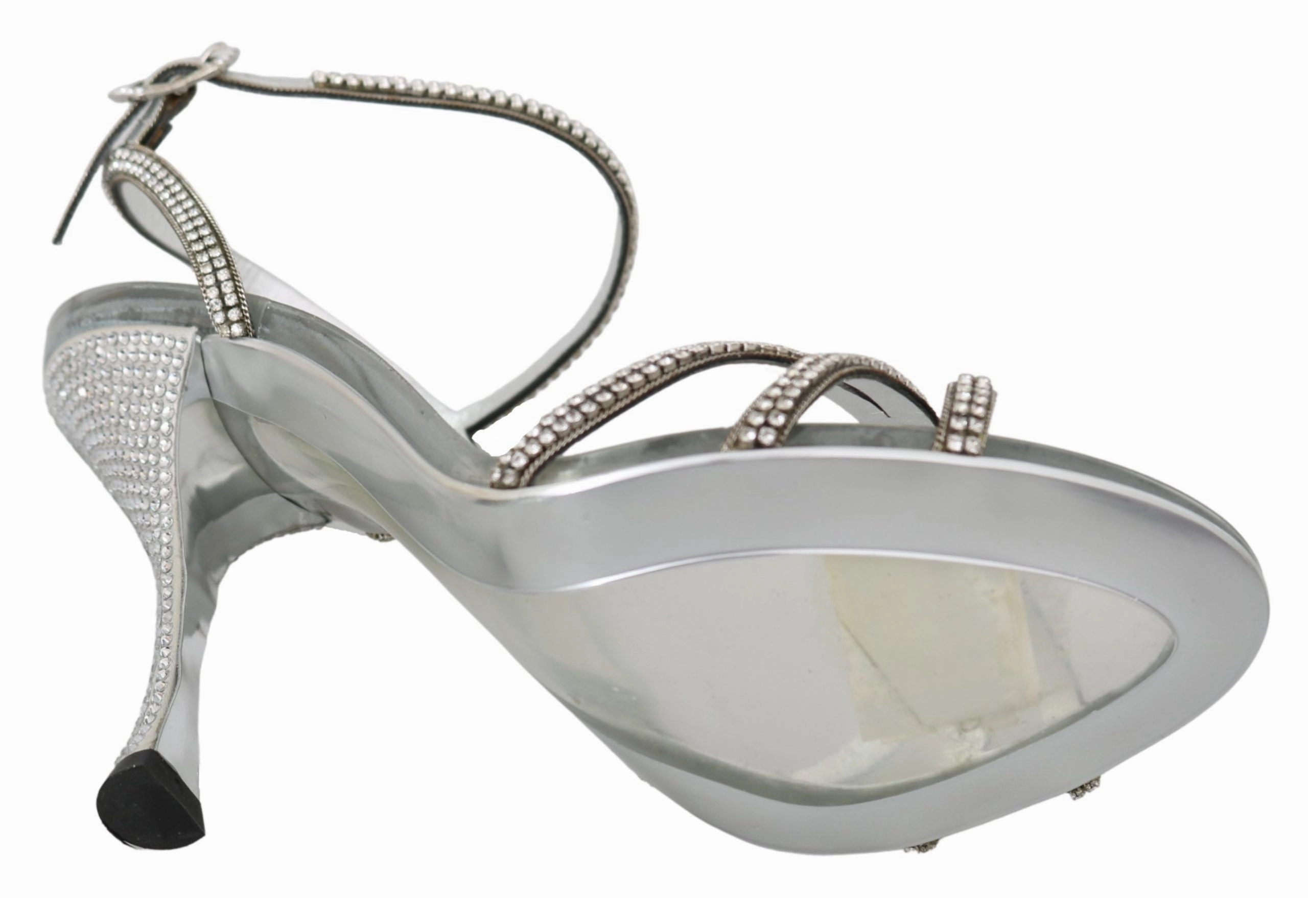 Converse Shoes Sandals Dolce & Gabbana Silver Crystal Ankle Strap Sandals Shoes