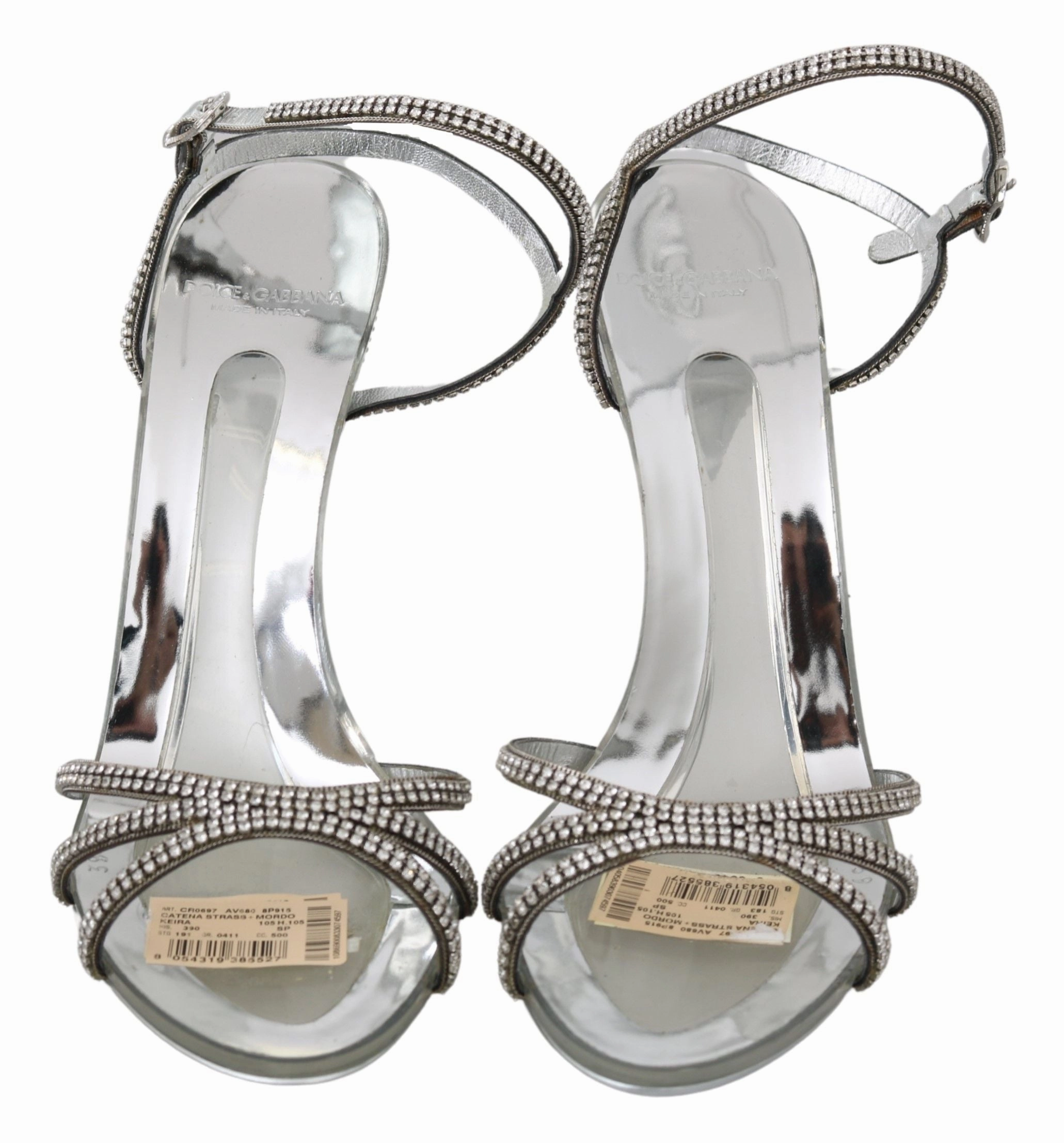 St Lucia Sandals Dolce & Gabbana Silver Crystal Ankle Strap Sandals Shoes