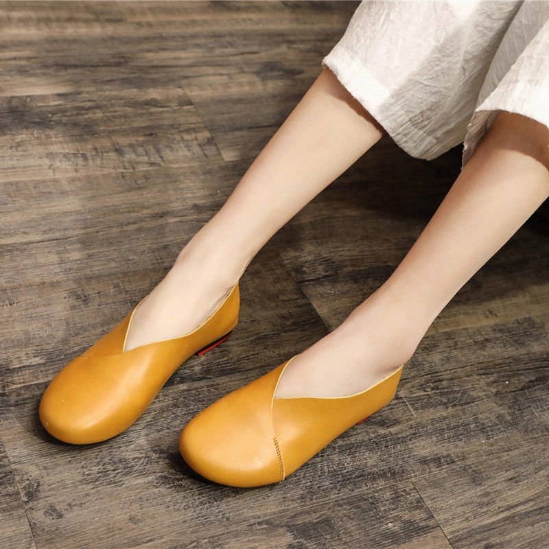 Nanccy Literary Handmade Retro Leather Soft Flat Shoes Carbon Plate Shoes