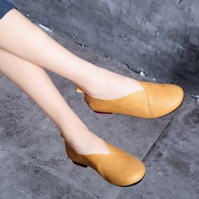 Nanccy Literary Handmade Retro Leather Soft Flat Shoes Running Shoes For Flat