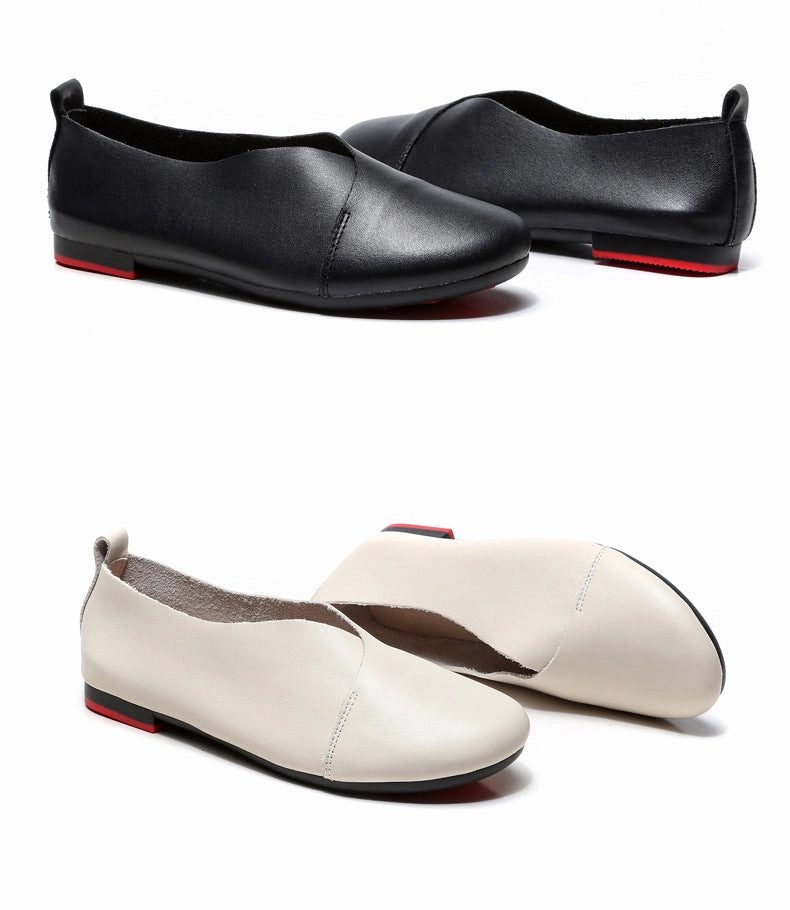 White Dress Flats Shoes Nanccy Literary Handmade Retro Leather Soft Flat Shoes