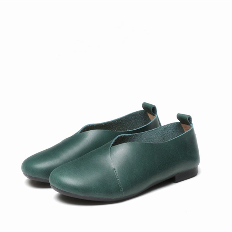 Nanccy Literary Handmade Retro Leather Soft Flat Shoes Comfortable Flat Shoes With Support