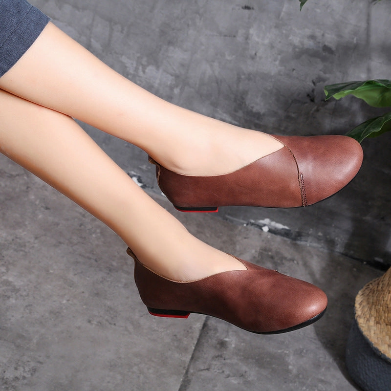 Nanccy Literary Handmade Retro Leather Soft Flat Shoes Best Running Shoe Inserts For Flat Feet