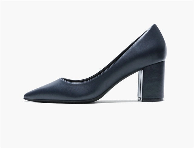 KATELVADI Shoes Woman Pumps 6.5CM High Heels Pointed Toe Split Leather Beige Shoes Square Heels Women Shoes HZL006 High Heel Purse