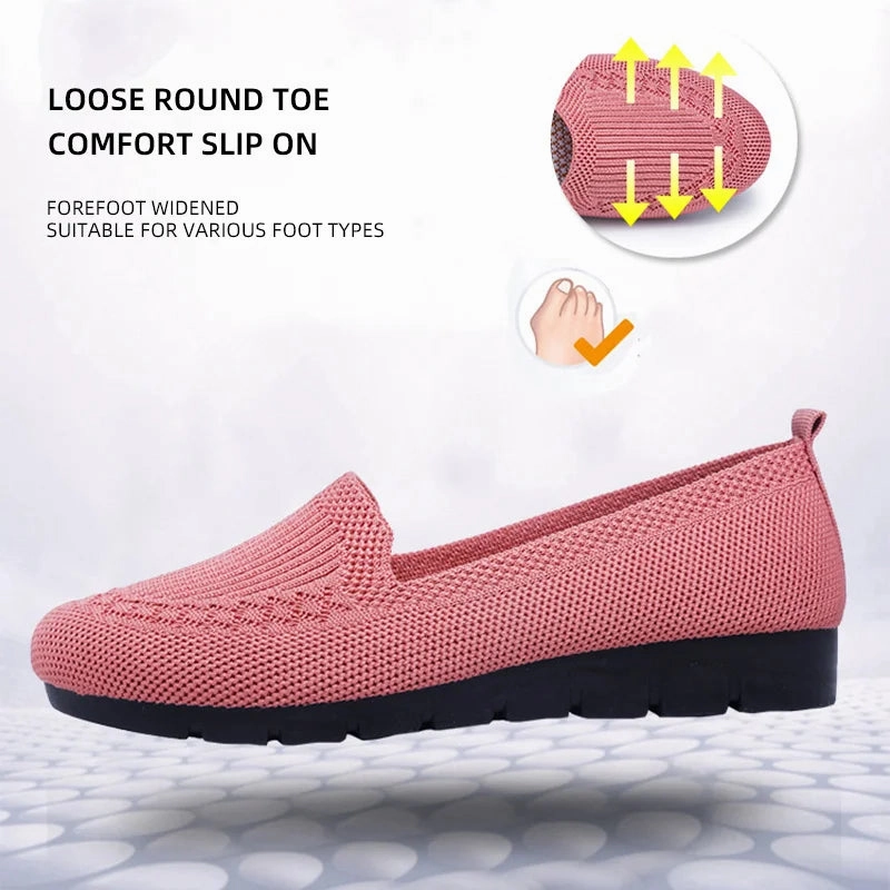 New Mesh Breathable Sneakers | Women's Slip-On Casual Shoes | Lightweight Fabric Loafers Platform Wedge Sneakers