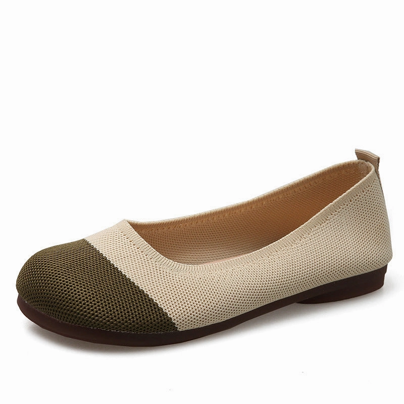 Gold Silver Flat Shoes Knitted Flat-bottomed Breathable Shoes