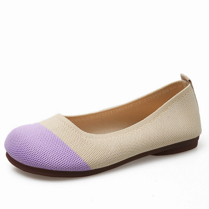 Flat Shoes With Small Heel Knitted Flat-bottomed Breathable Shoes