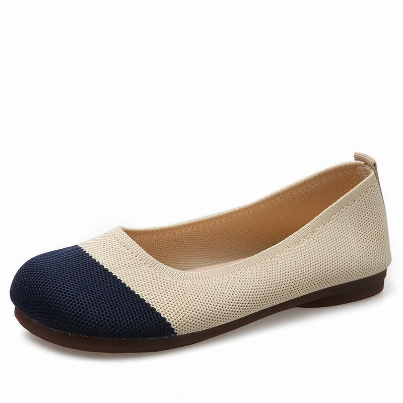 Knitted Flat-bottomed Breathable Shoes Big Bow Shoes Flats