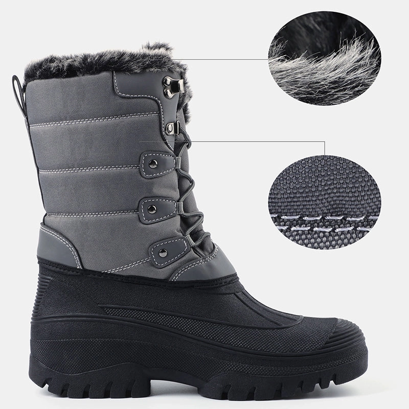 Knixmax Women's Snow Boots Grey Waterproof Sole Fur Lined Winter Boots(Upgraded Version) Best Hiking Shoes For Tropical Climate