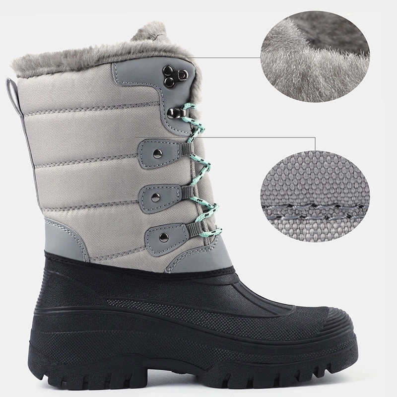Knixmax Women's Snow Boots Lite Grey Waterproof Sole Fur Lined Winter Boots(Upgraded Version) Hedgehog Futurelight Hiking Shoes
