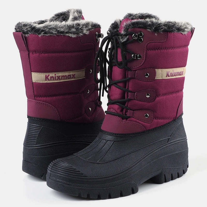 Hiking Shoes Sears Knixmax Women's Snow Boots Red Waterproof Sole Fur Lined Winter Boots(Upgraded Version)