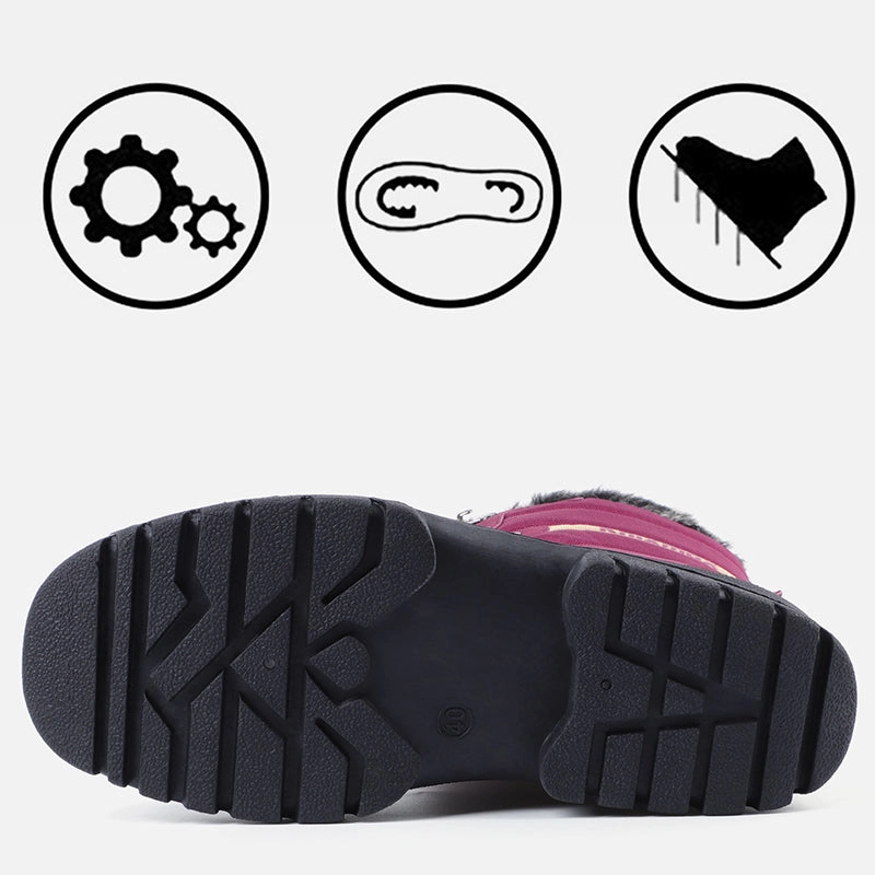 Knixmax Women's Snow Boots Red Waterproof Sole Fur Lined Winter Boots(Upgraded Version) Reddit Hiking Shoes