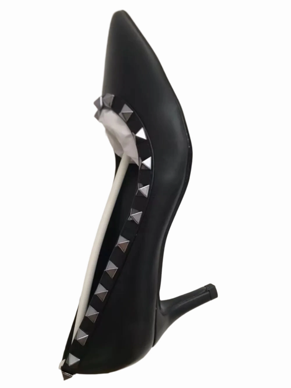 Easy Soft Shoes Waterproof Lady Lock Studs Sexy Real Leather Pointed Toe Shiny Pumps  Trendy Fashion Shoes