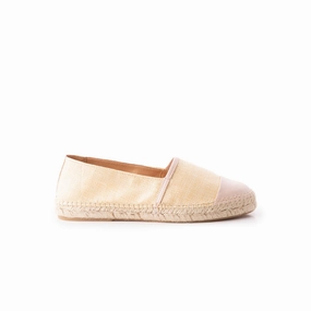 Laura Nude Rafia T-strap Flat Shoes