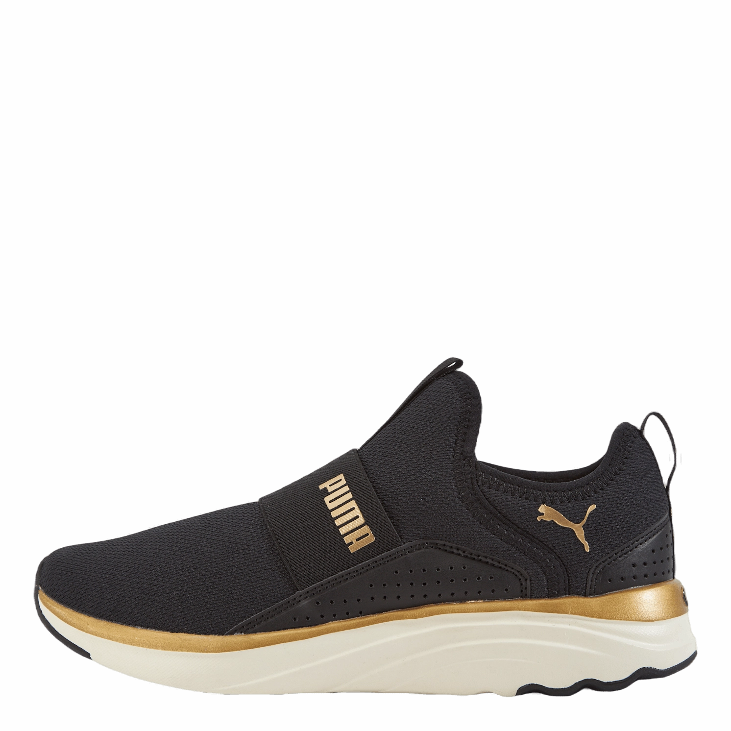 Softride Sophia Slip-on Wn S Puma Black-puma Gold-warm Whit Sneakers Made In The Usa
