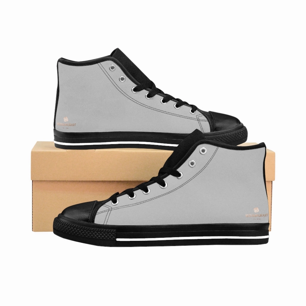 Cowbot Boots Light Grey Men's High-top Sneakers, Solid Color Minimalist Designer Tennis Running Shoes